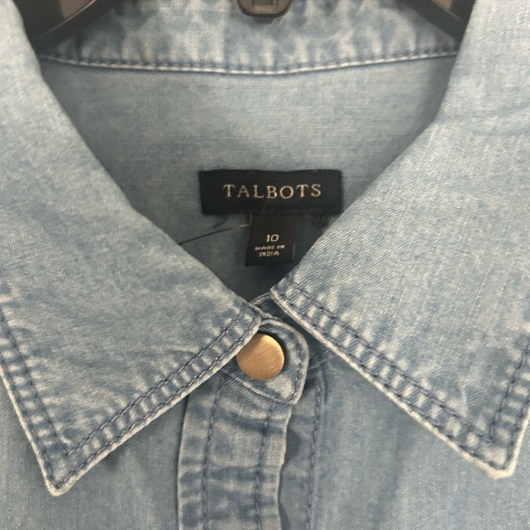 Talbots Blue Buttoned Pleated Midi Dress - Picture 6 of 6